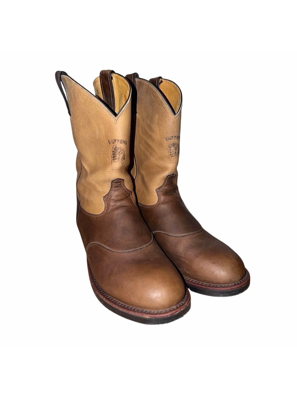 Chippewa men’s 12 EE tan leather slip on work boots western farm ranch wear USA